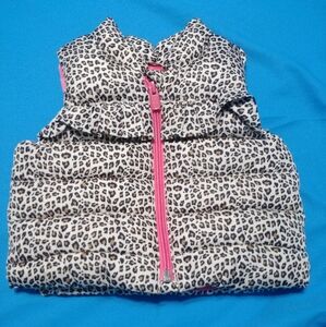 BabyGAP | Baby Toddler Girls 0-6 Month Puffer Vest Leopard Print Hot Pink Tan